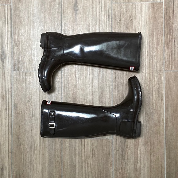 Chocolate brown Hunter boots size 8 - Picture 1 of 3